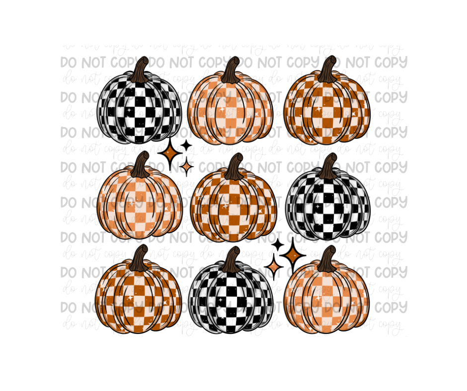 Checker Pumpkin Grid-Ready to Press Transfer