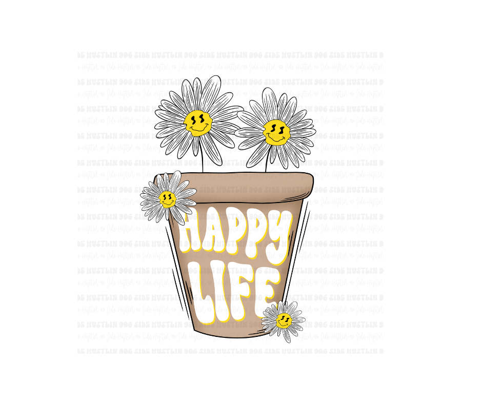 Happy Life daisies-Ready to Press Transfer