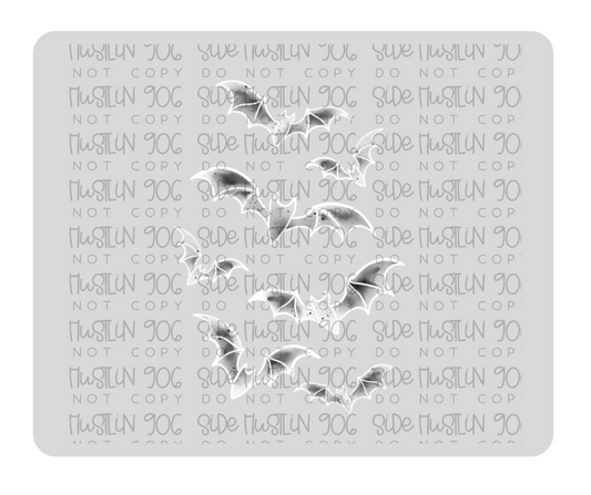 Watercolor Bats White-Ready to Press Transfer