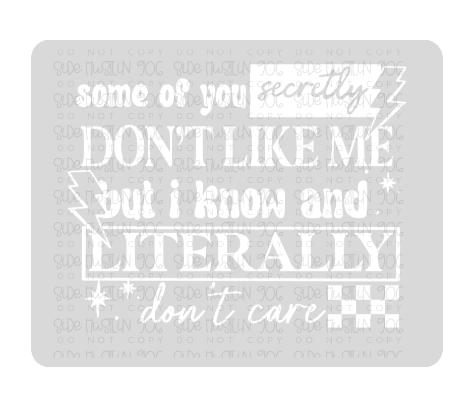 Don't Like me & I don't care white-Ready to Press Transfer