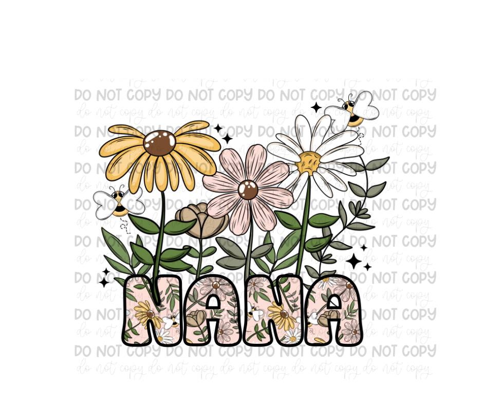 Nana Floral-Ready to Press Transfer