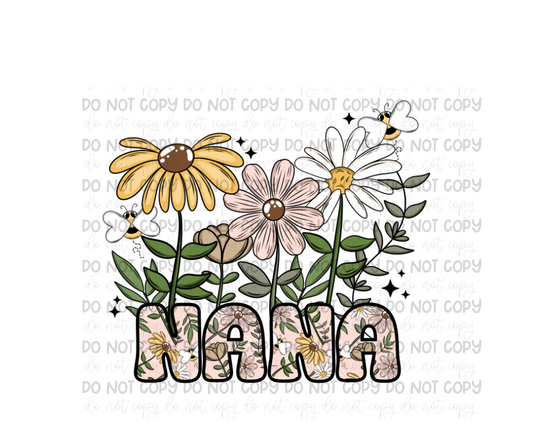 Nana Floral-Ready to Press Transfer