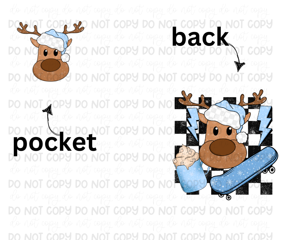 Blue Reindeer-Ready to Press Transfer