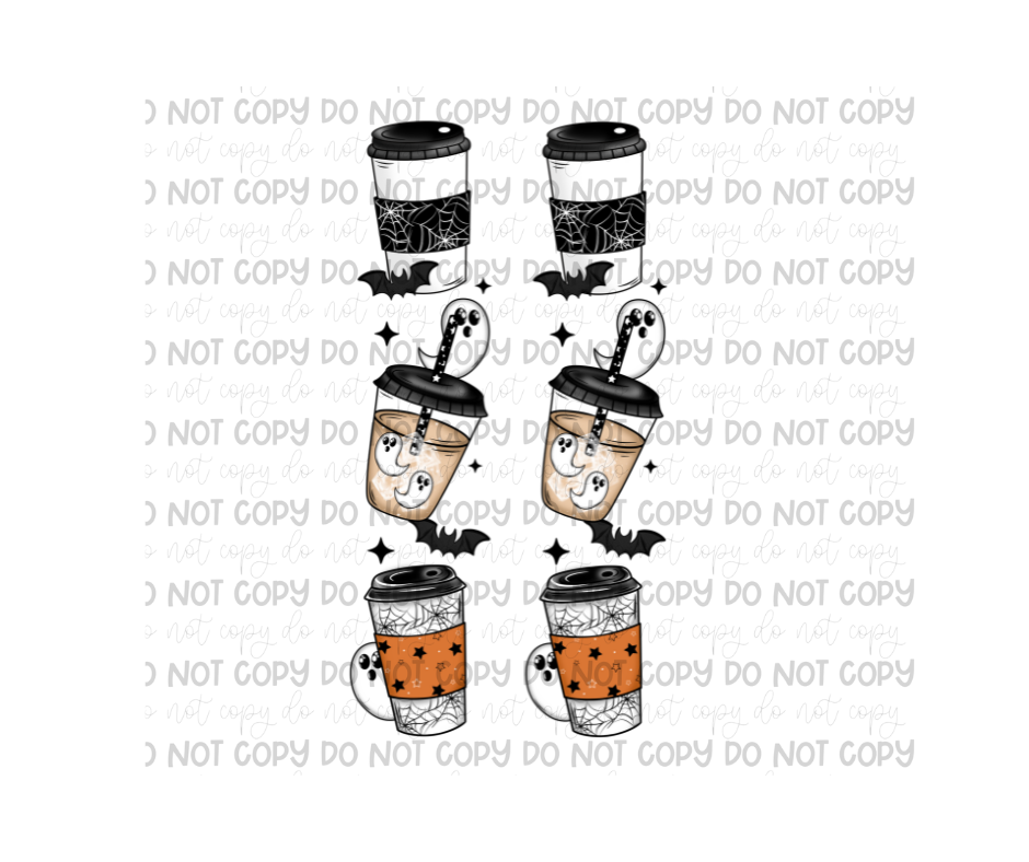 Spooky Coffee grid SLEEVES-Ready to Press Transfer