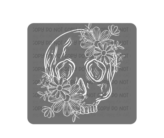 Floral Skellie white-Ready to Press Transfer