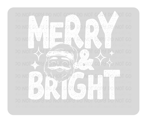Merry & Bright single color white-Ready to Press Transfer