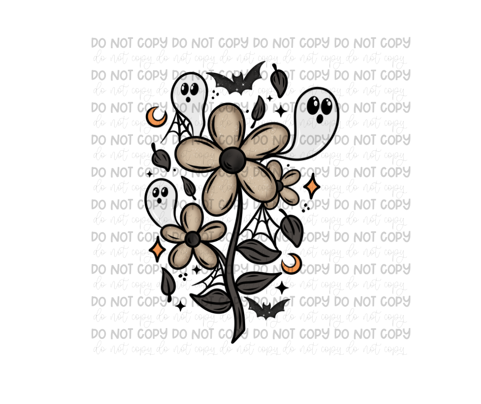 Spooky Floral -Ready to Press Transfer