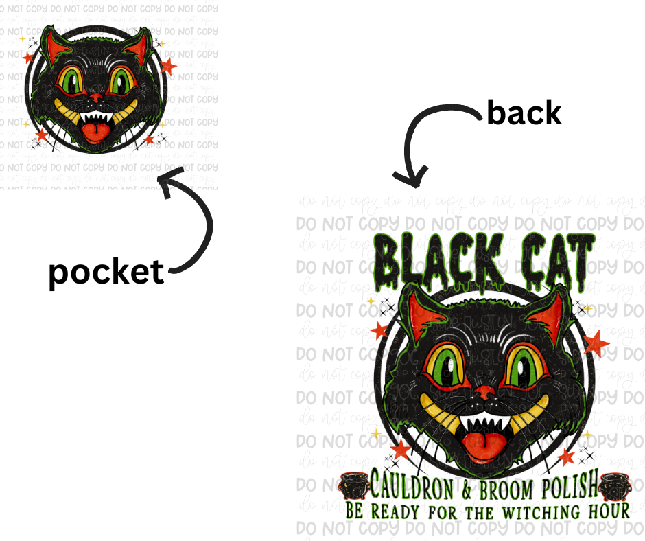 Black Cat & pocket-Ready to Press Transfer