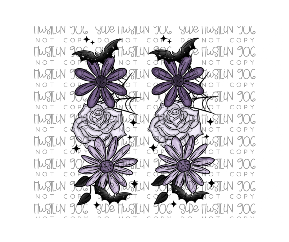 Purple Bat Florals Sleeve -Ready to Press Transfer