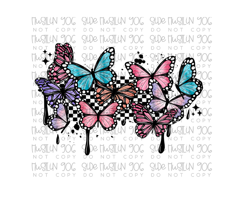 Drippy Butterflies-Ready to Press Transfer