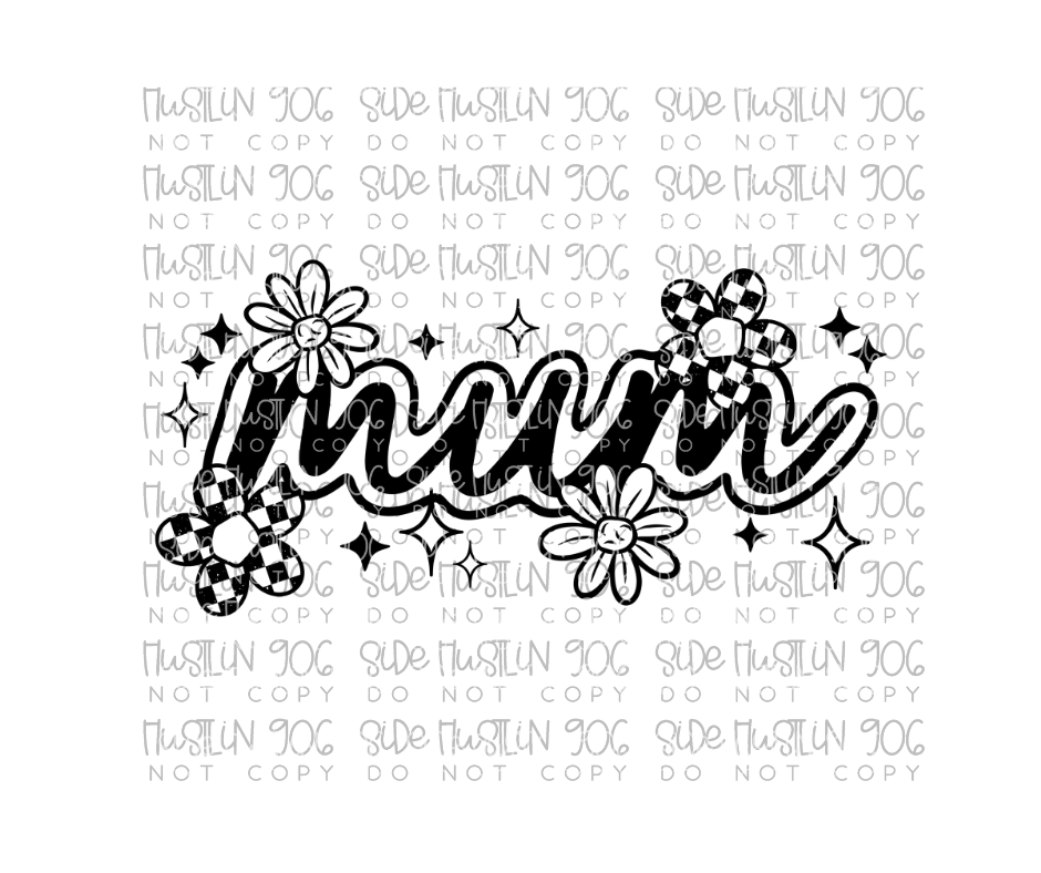 Mum Florals Single Color-Ready to Press Transfer