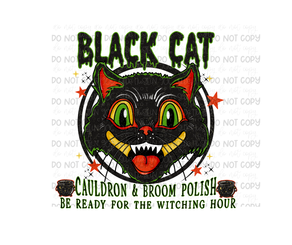 Black Cat caldron polish-Ready to Press Transfer