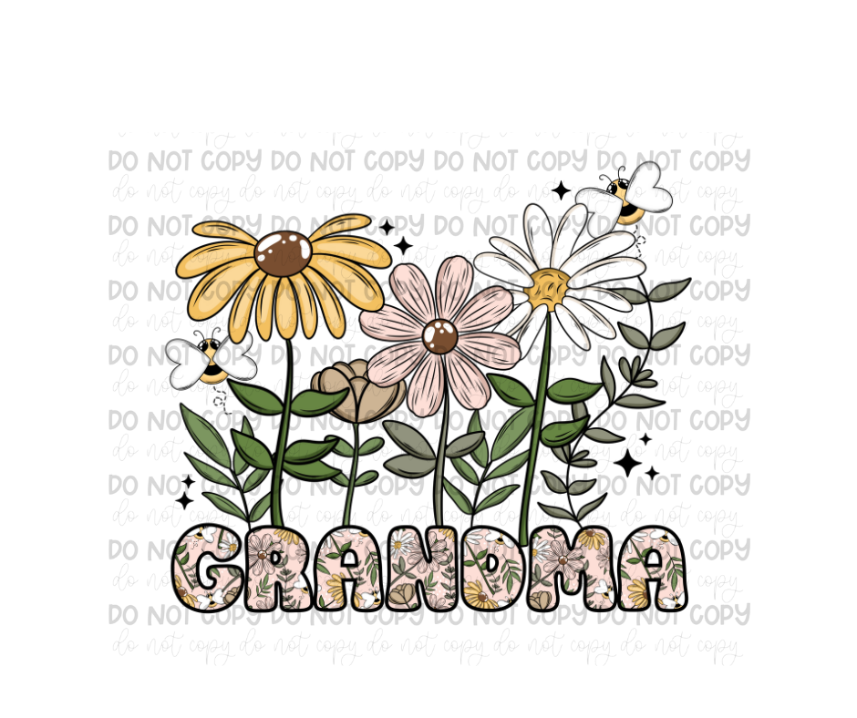 Grandma Floral-Ready to Press Transfer