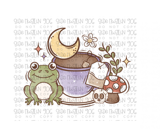 Spring Cottagecore Frog Tea-Ready to Press Transfer