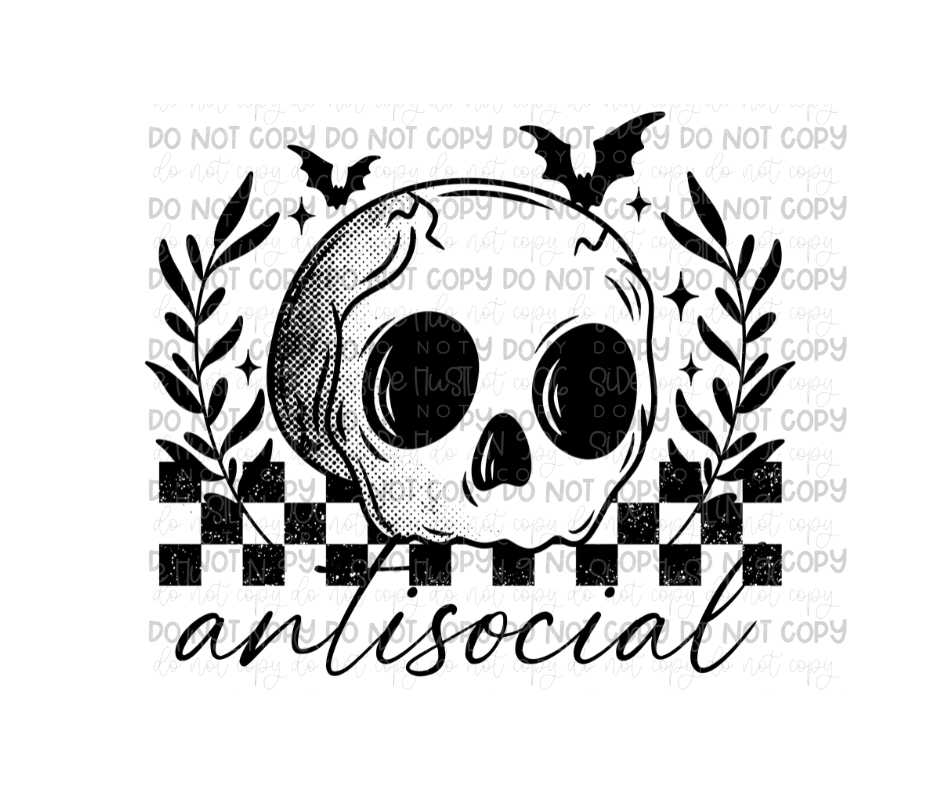 Anti-Social single color skellie-Ready to Press Transfer