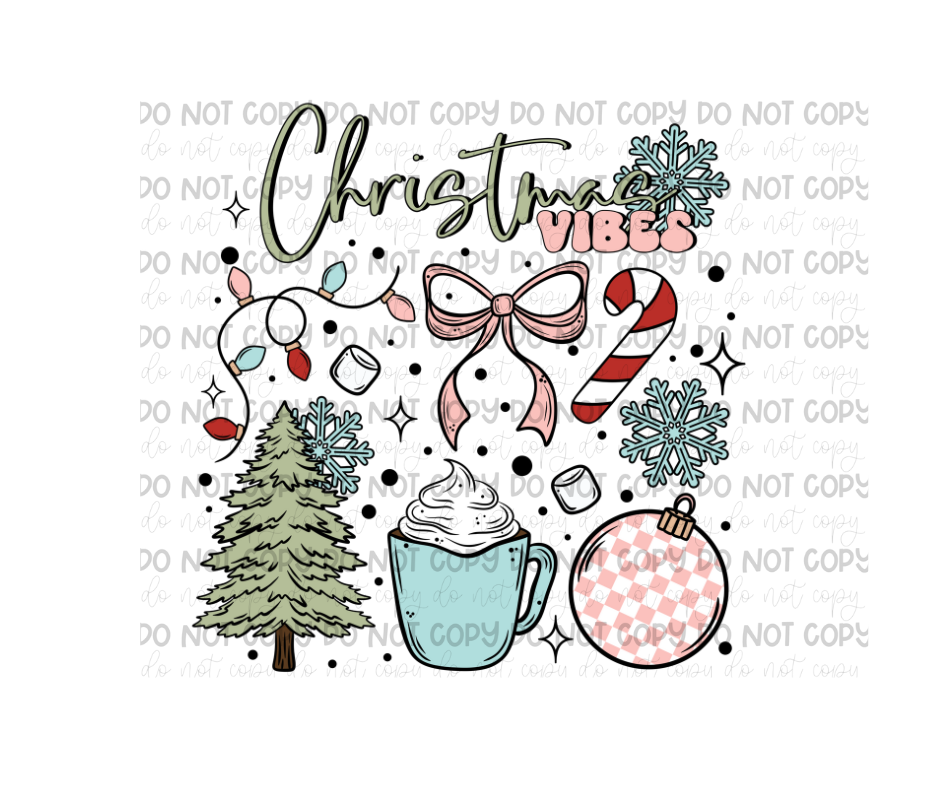 Christmas Vibes candy cane-Ready to Press Transfer