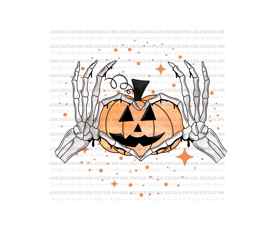 Skellie hand Pumpkin-Ready to Press Transfer