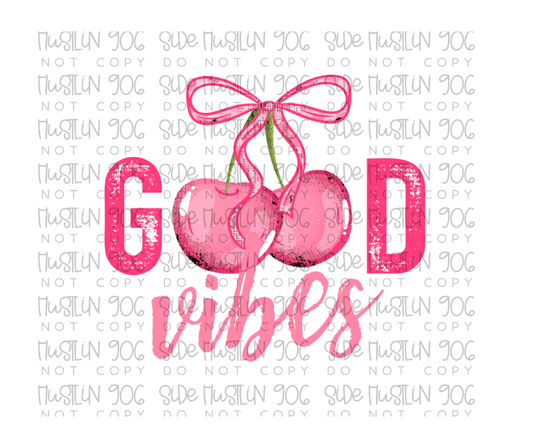 Good Vibes Cherries Pink-Ready to Press Transfer