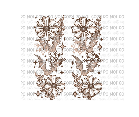 Neutral Floral Bat Sleeves-Ready to Press Transfer