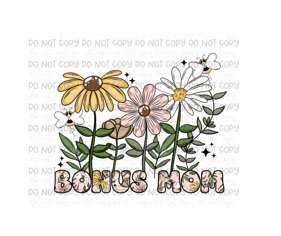 Bonus Mom Floral-Ready to Press Transfer