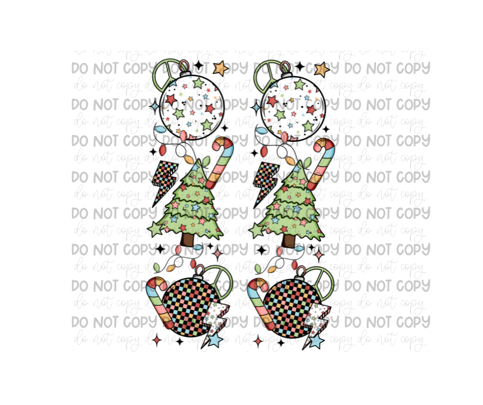 Santa Christmas Grid SLEEVES-Ready to Press Transfer