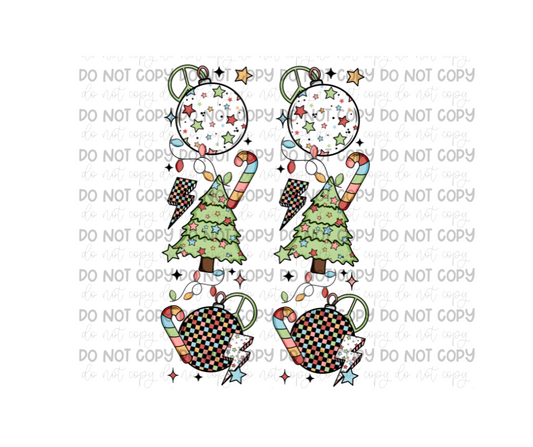 Santa Christmas Grid SLEEVES-Ready to Press Transfer