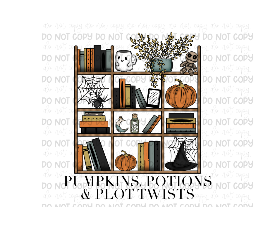 Fall Bookshelf-Ready to Press Transfer