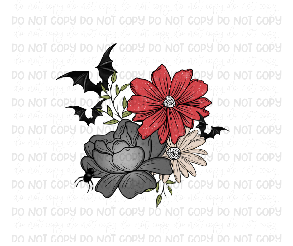 Bat Floral-Ready to Press Transfer