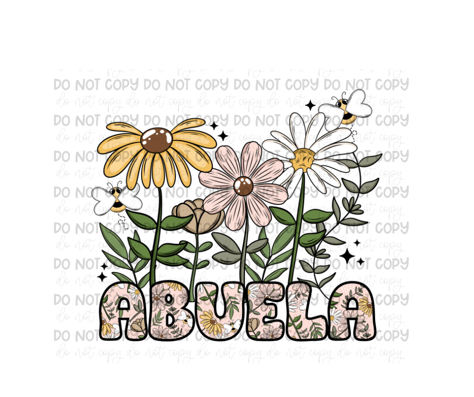 Abuela Floral-Ready to Press Transfer