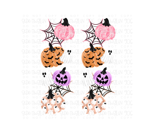 Spooky Patterned Pumpkins Sleeve-Ready to Press Transfer