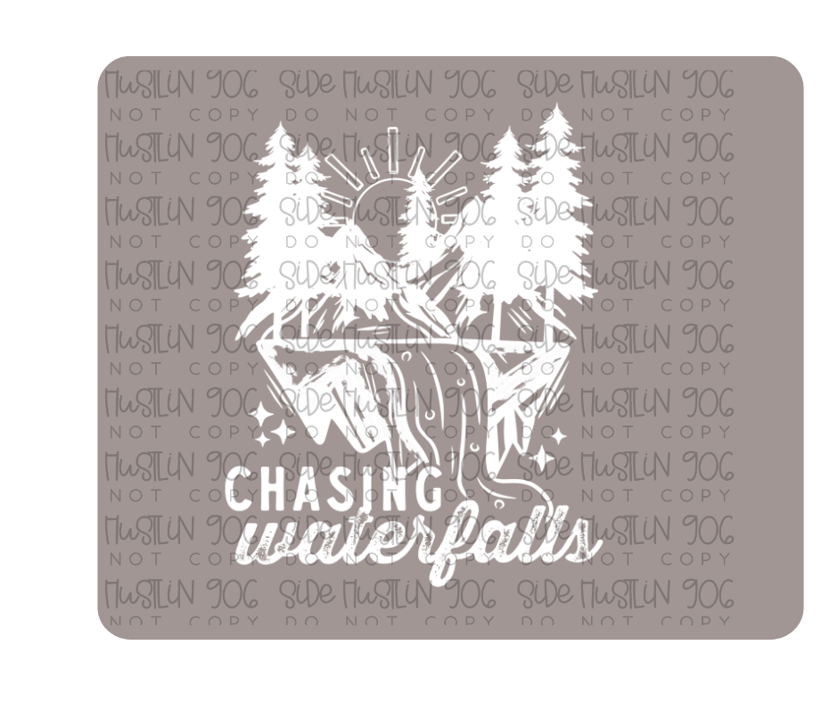 Chasing Waterfalls Single Color White-Ready to Press Transfer
