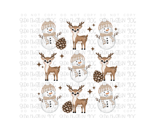 Deer Snowman Grid-Ready to Press Transfer