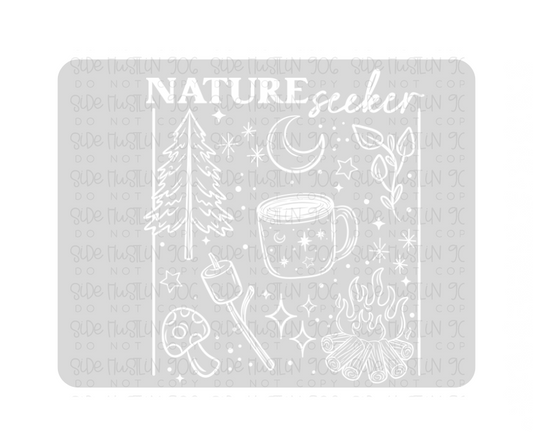 Nature Seeker grid Single Color White-Ready to Press Transfer