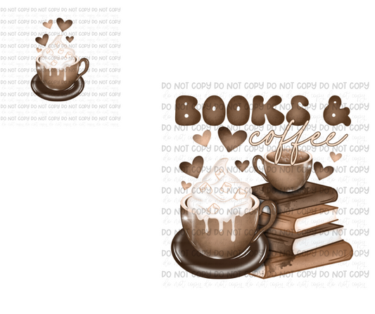 Books & Coffee w/pocket-Ready to Press Transfer