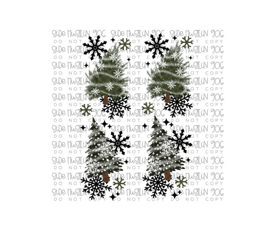 Let It Snow Tree Sleeve Black Accents-Ready to Press Transfer