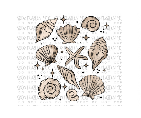 Tan Seashell Collage-Ready to Press Transfer