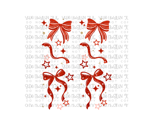 Merry and Bright Red Bows Sleeve-Ready to Press Transfer