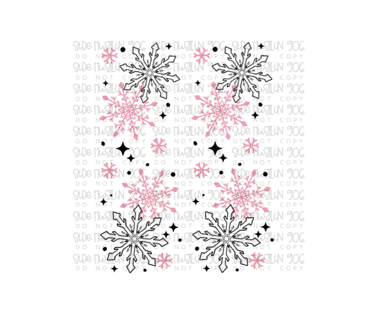 Pink Snowflake Sleeve-Ready to Press Transfer