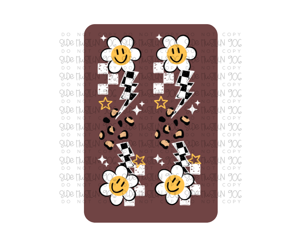 Coordinating Happy Flower Checker Sleeve White-Ready to Press Transfer