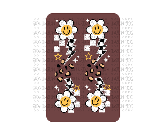 Coordinating Happy Flower Checker Sleeve White-Ready to Press Transfer
