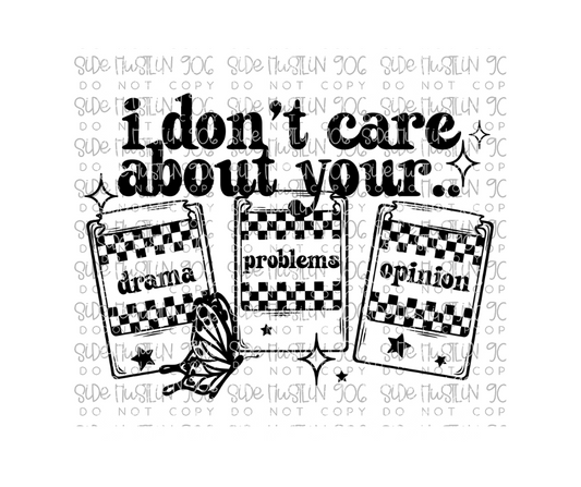I Don't Care Single Color-Ready to Press Transfer