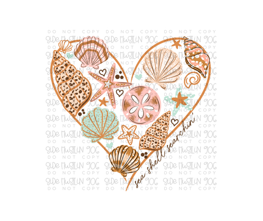 Sea Shell Heart-Ready to Press Transfer