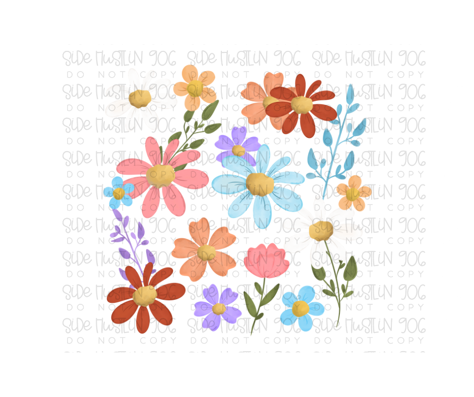 Wildflowers Collage-Ready to Press Transfer