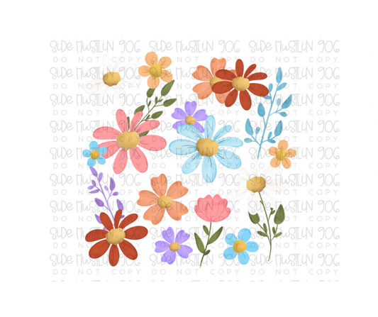 Wildflowers Collage-Ready to Press Transfer