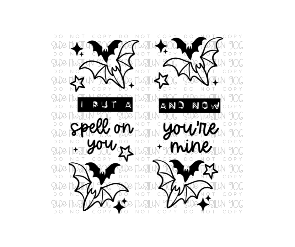 Hocus Pocus Sleeve Single Color Black-Ready to Press Transfer