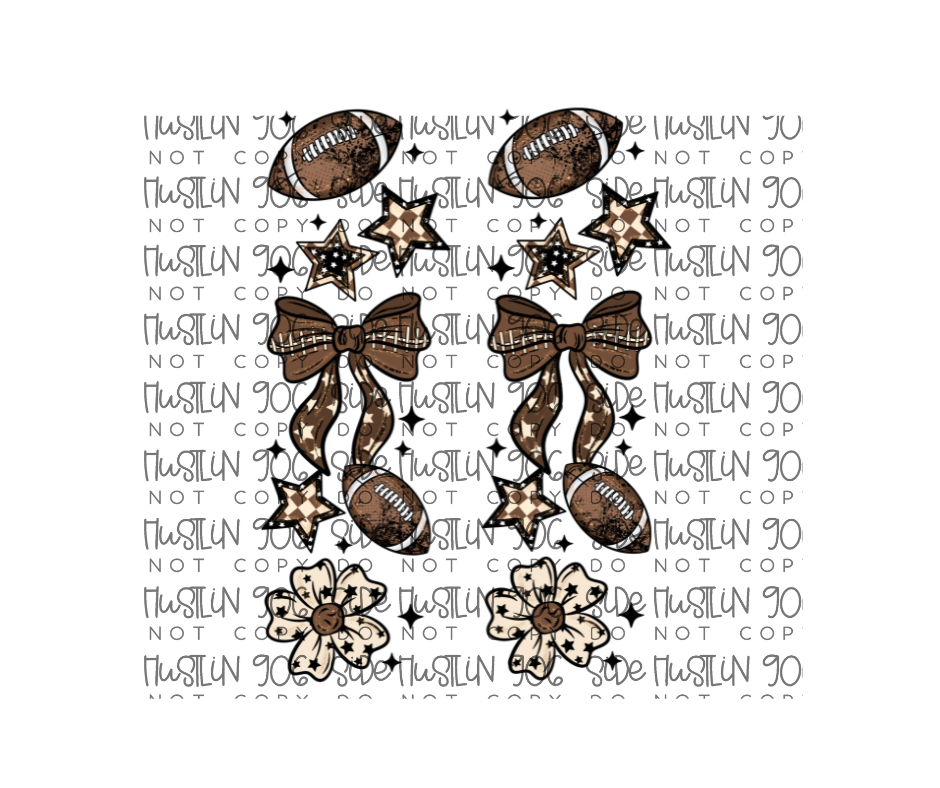 Game Day Football Bow and Stars Sleeve-Ready to Press Transfer