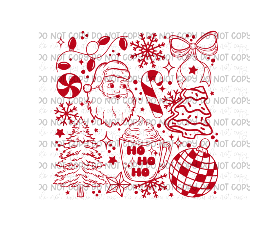 Christmas Doodle Collage-Ready to Press Transfer