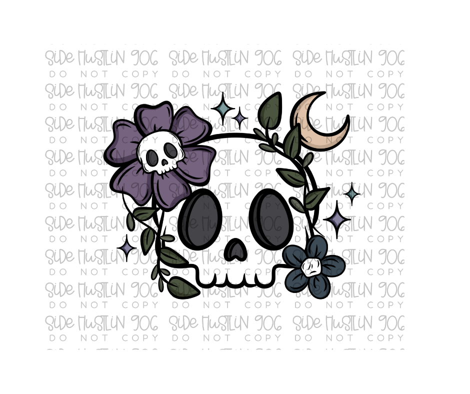 Moody Floral Skellie-Ready to Press Transfer