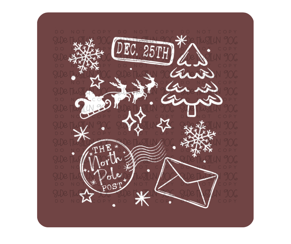 Dec 25th White Santa sack-Ready to Press Transfer