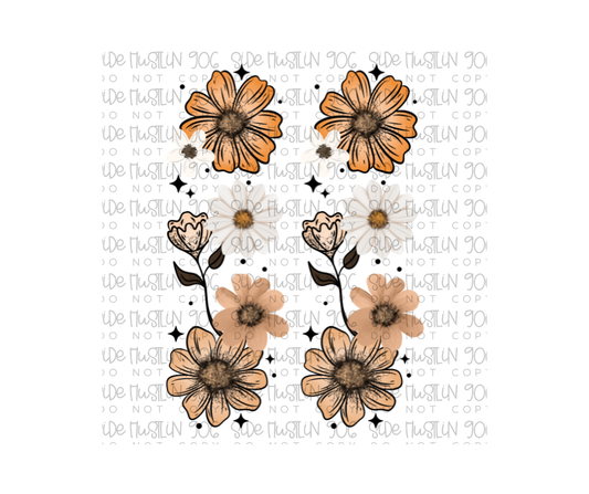Orange Floral Sleeve-Ready to Press Transfer